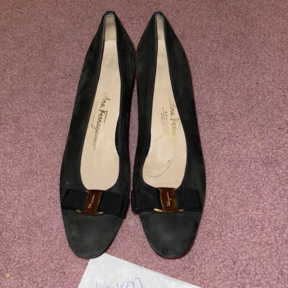 Ferragamo Slate Colored heeled flats